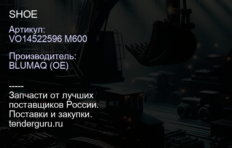 VO14522596 M600 SHOE | купить запчасти